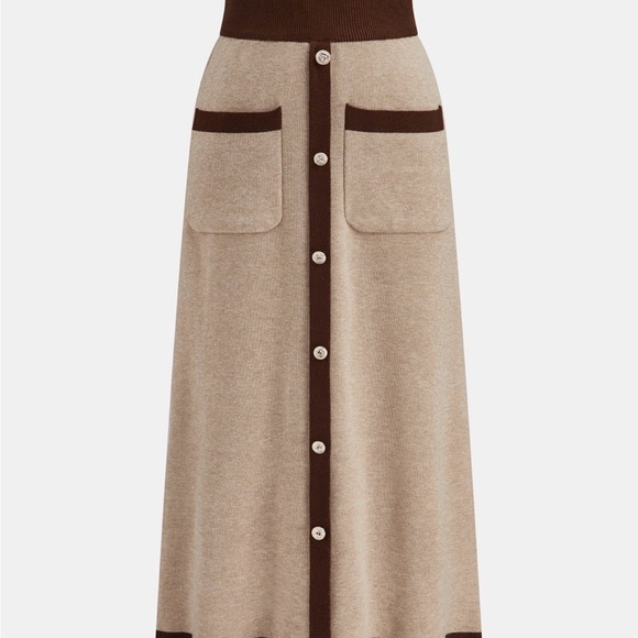 Commense Knit Tan and Brown Women's Skirt and sweater set - Picture 5 of 7